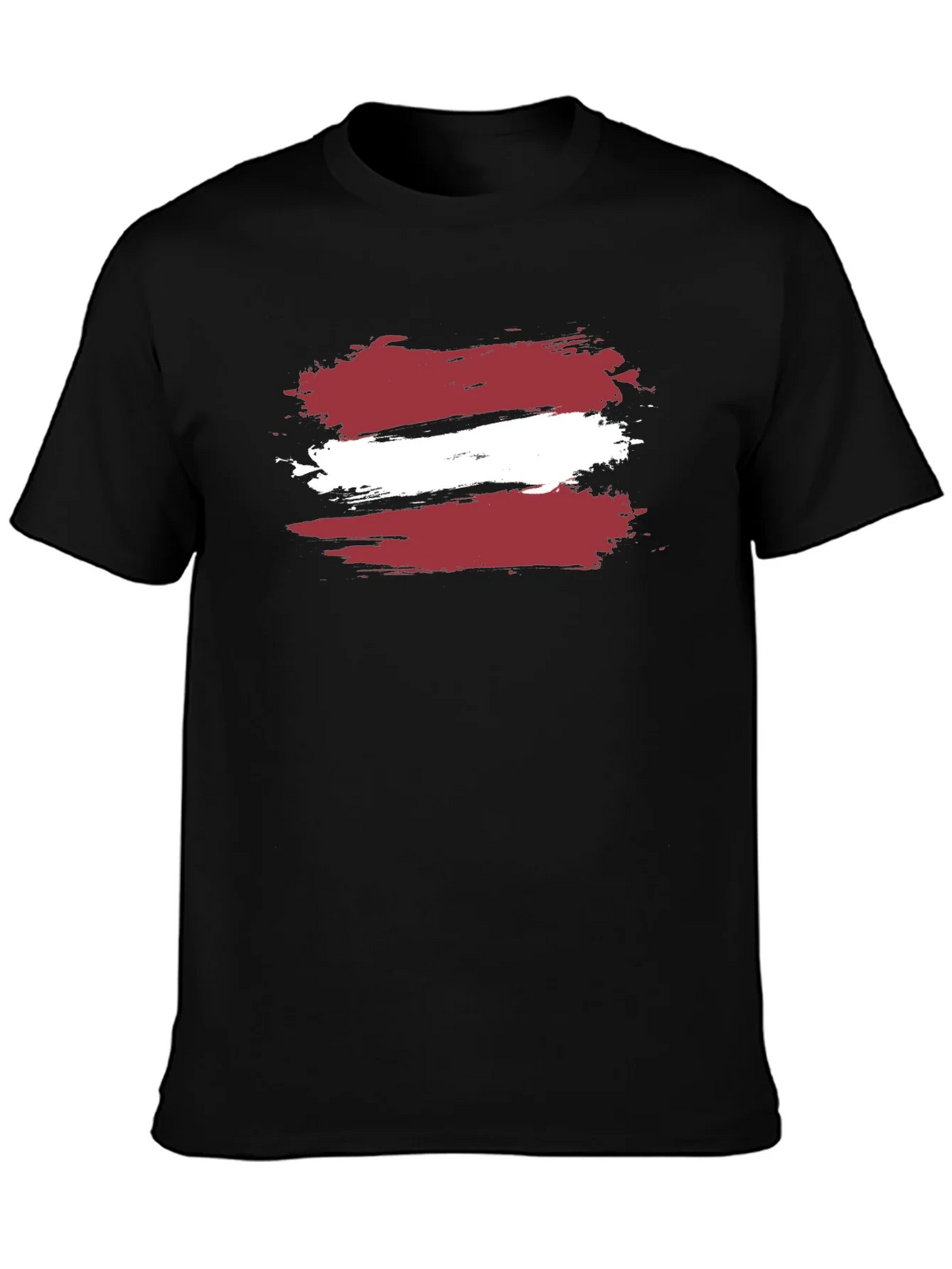 Latvia Flag Brushstroke T-Shirt - Black Casual Style product image 3