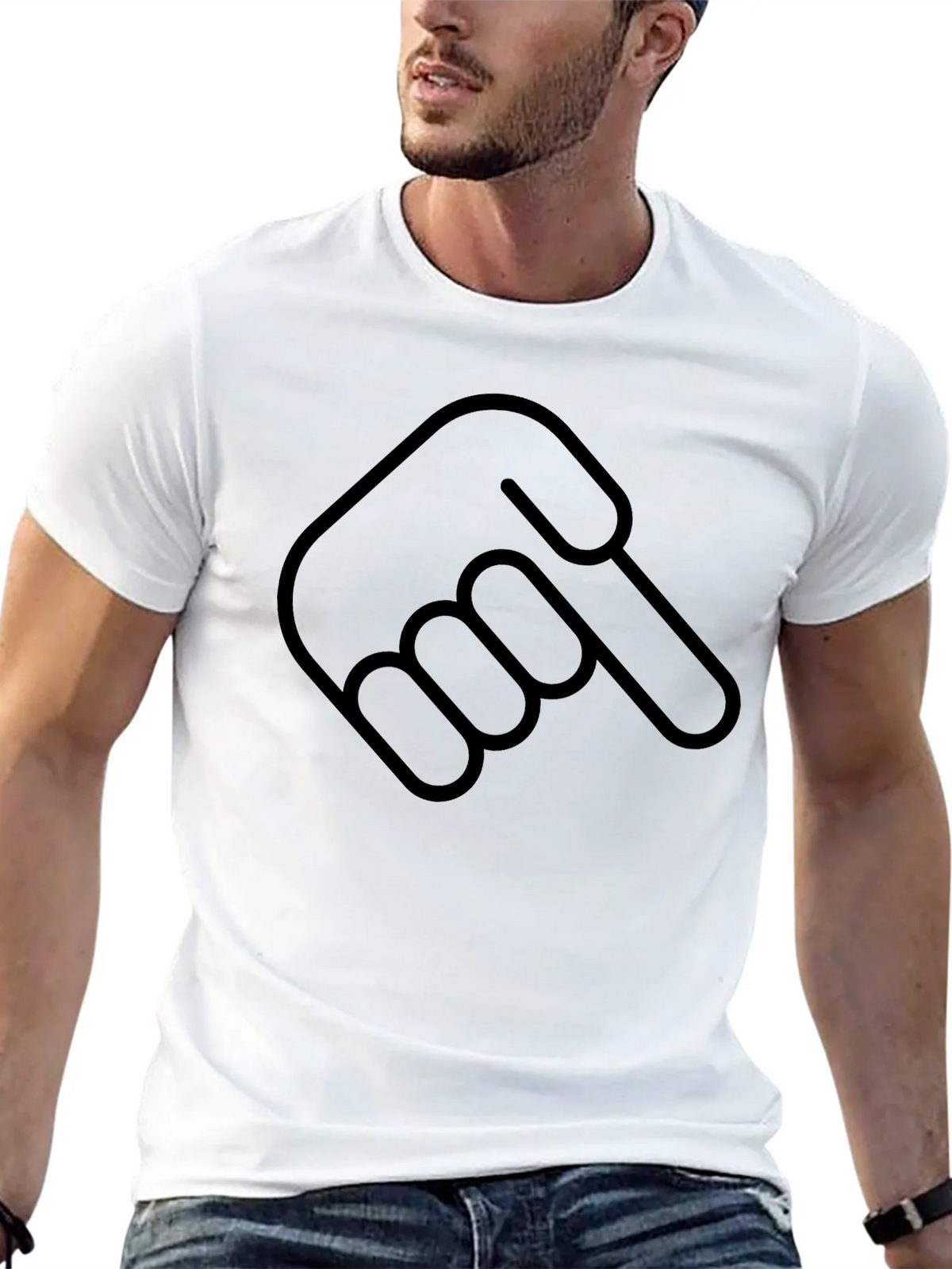 Pointing Hand Graphic Tee - Soft Cotton Casual T-Shirt product image 5