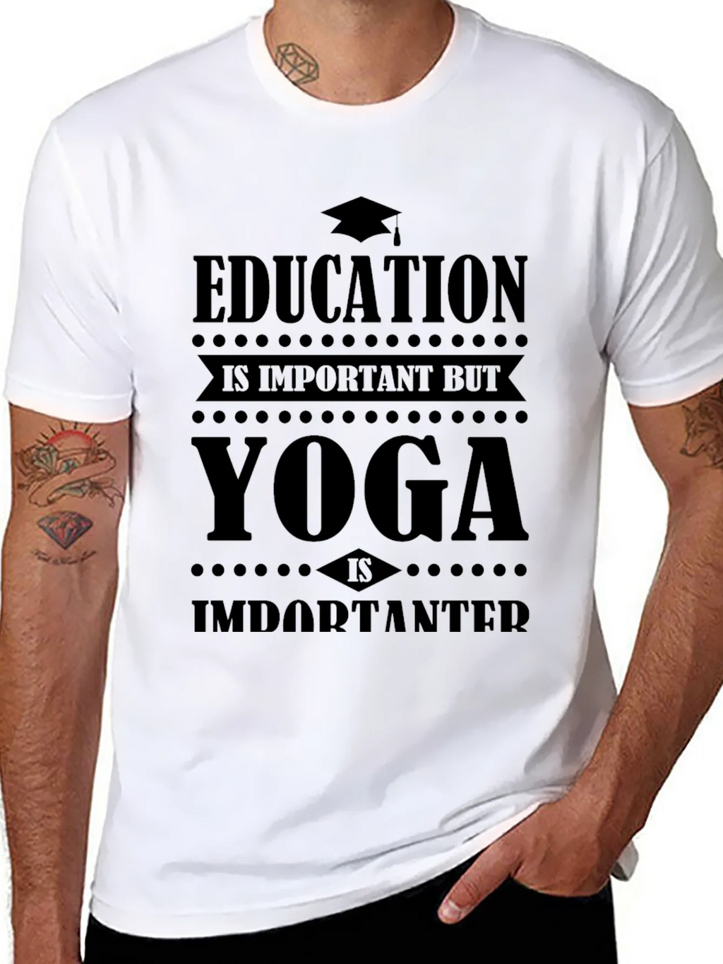 Education is Important Yoga is Importanter Graphic Tee product image 7