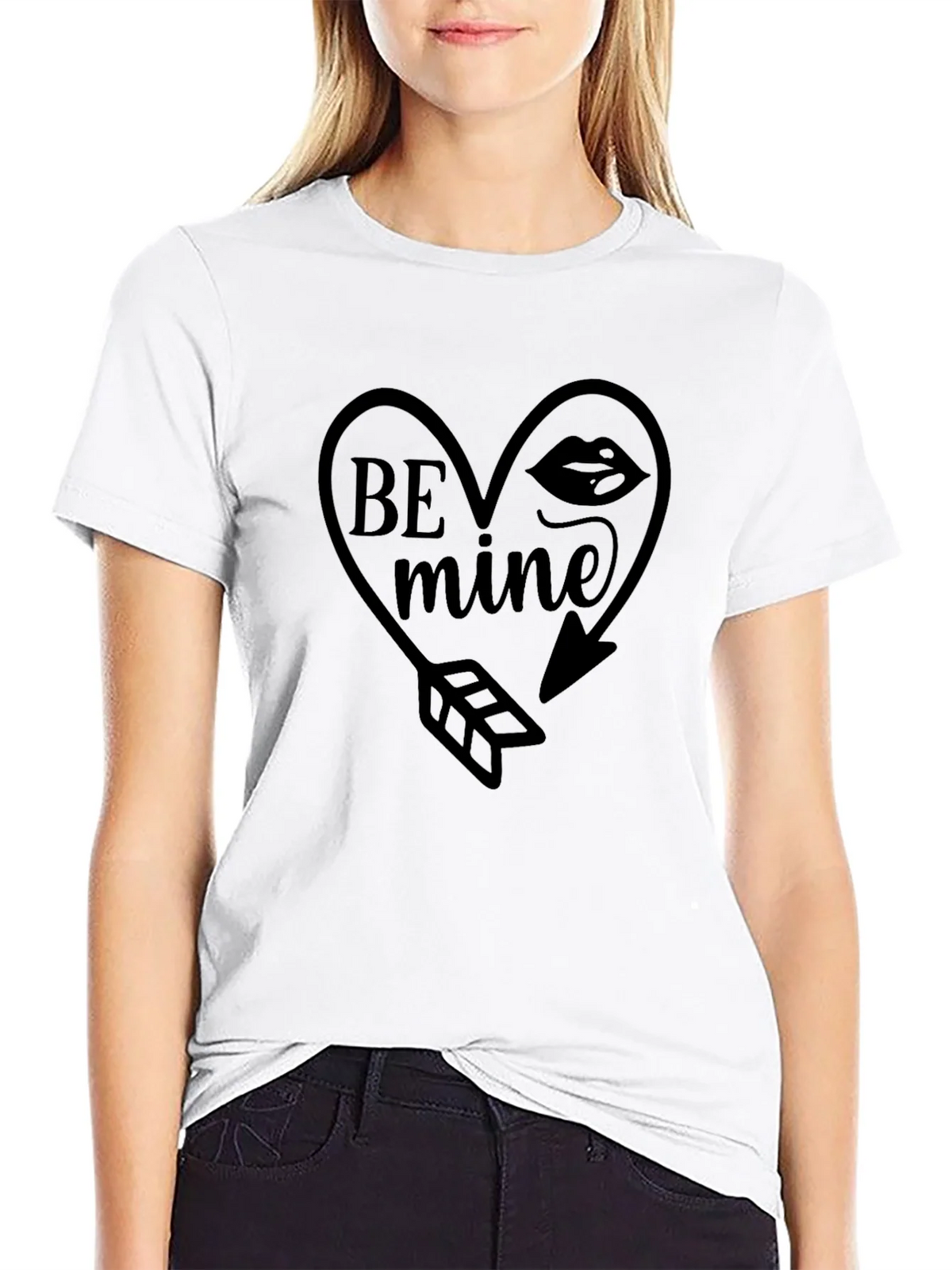 Be Mine Heart Arrow Graphic Black T-Shirt product image 8