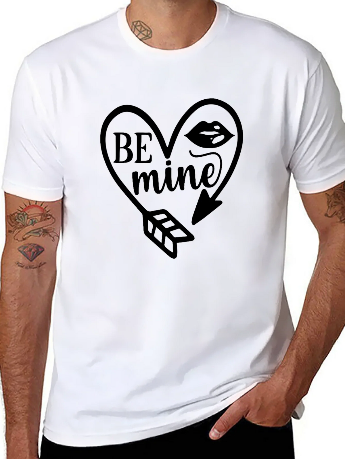 Be Mine Heart Arrow Graphic Black T-Shirt product image 7