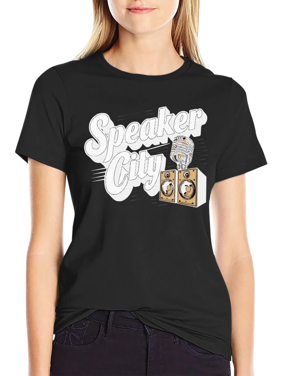 Speaker City T-Shirt - Retro Microphone Design product image 2