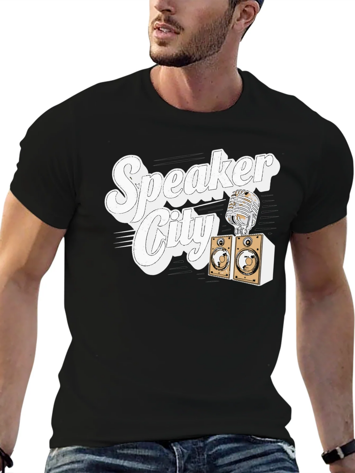 Speaker City T-Shirt - Retro Microphone Design product image 6