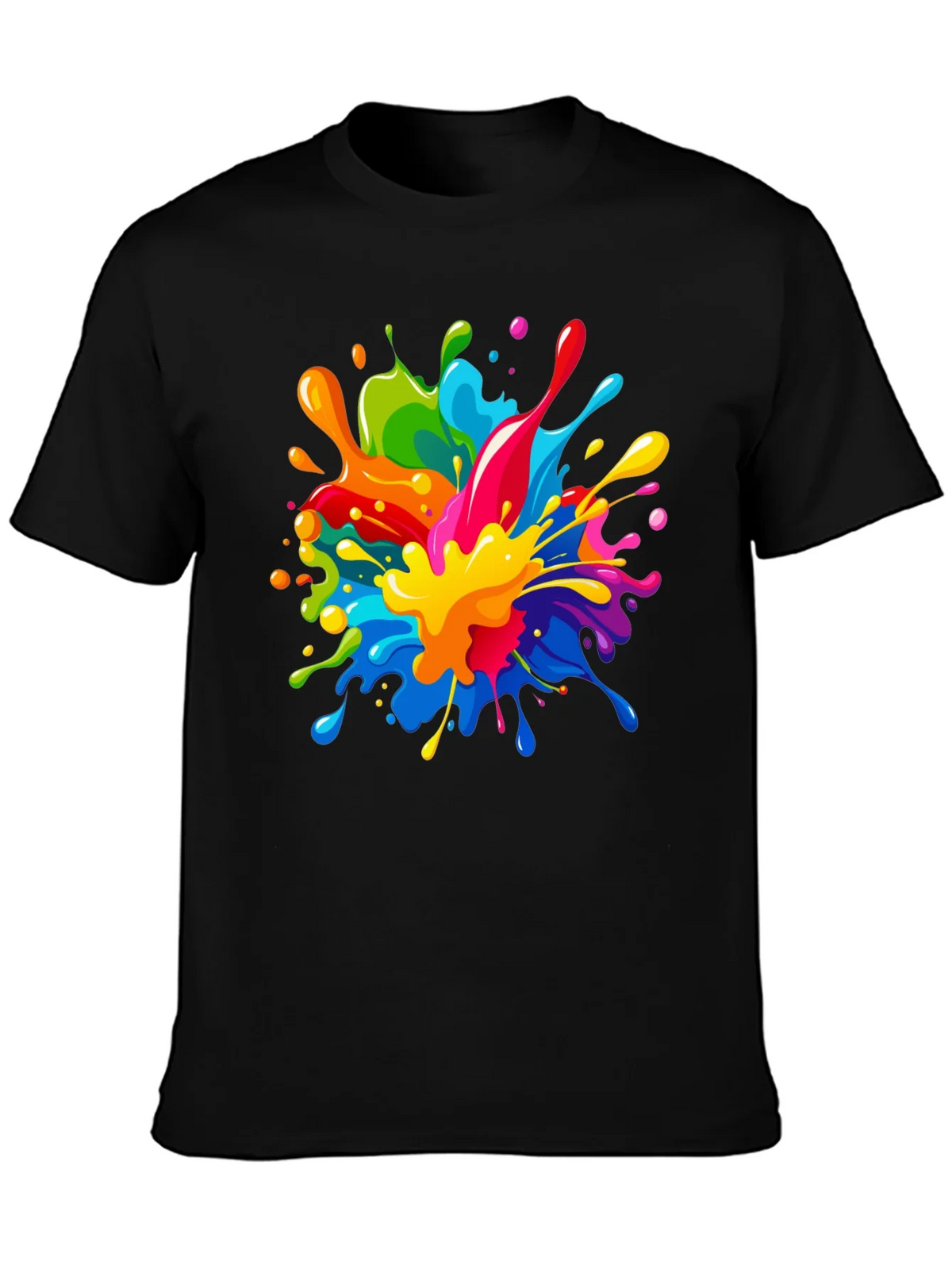 Colorful Paint Splatter Graphic Black T-Shirt product image 3