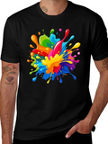 Colorful Paint Splatter Graphic Black T-Shirt product image 1