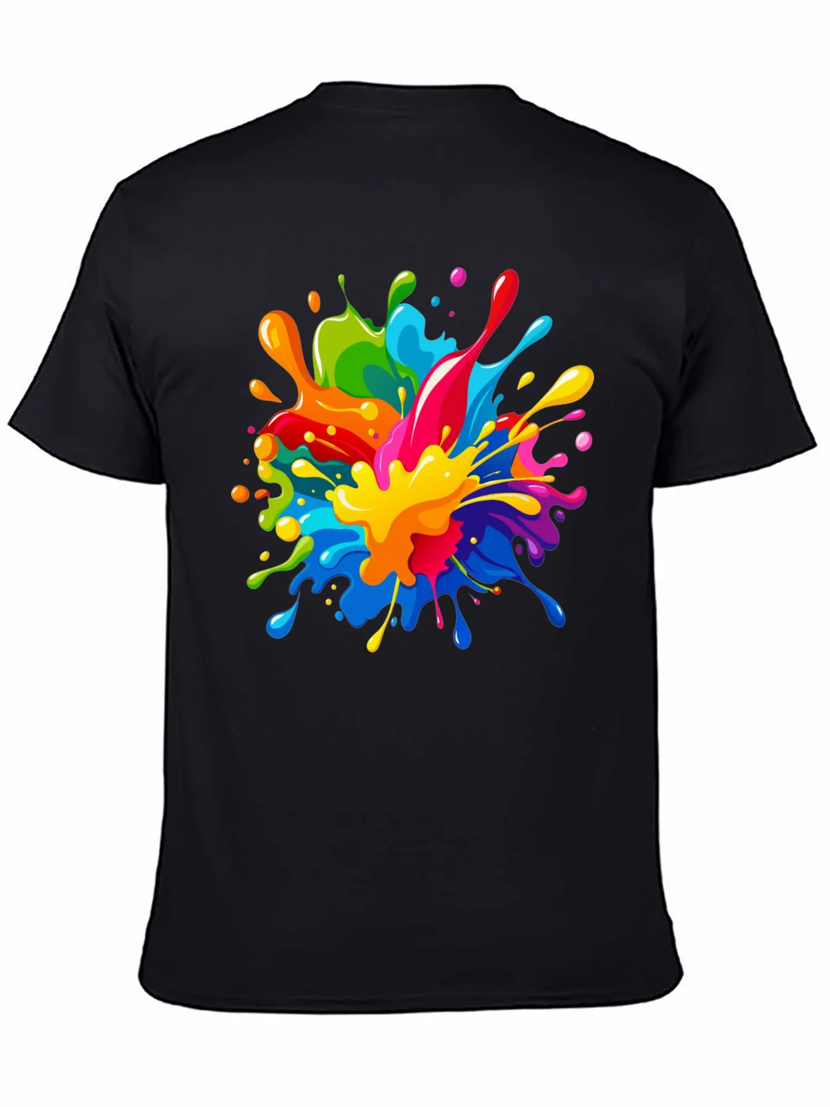 Colorful Paint Splatter Graphic Black T-Shirt product image 4