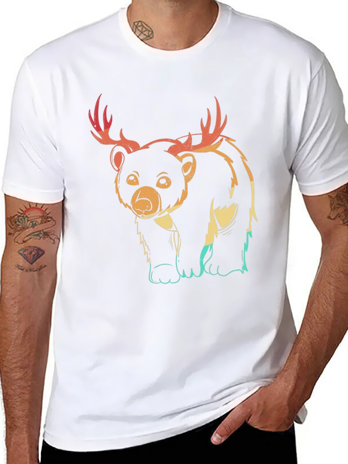 Bear with Antlers Graphic Tee - Black product image 7