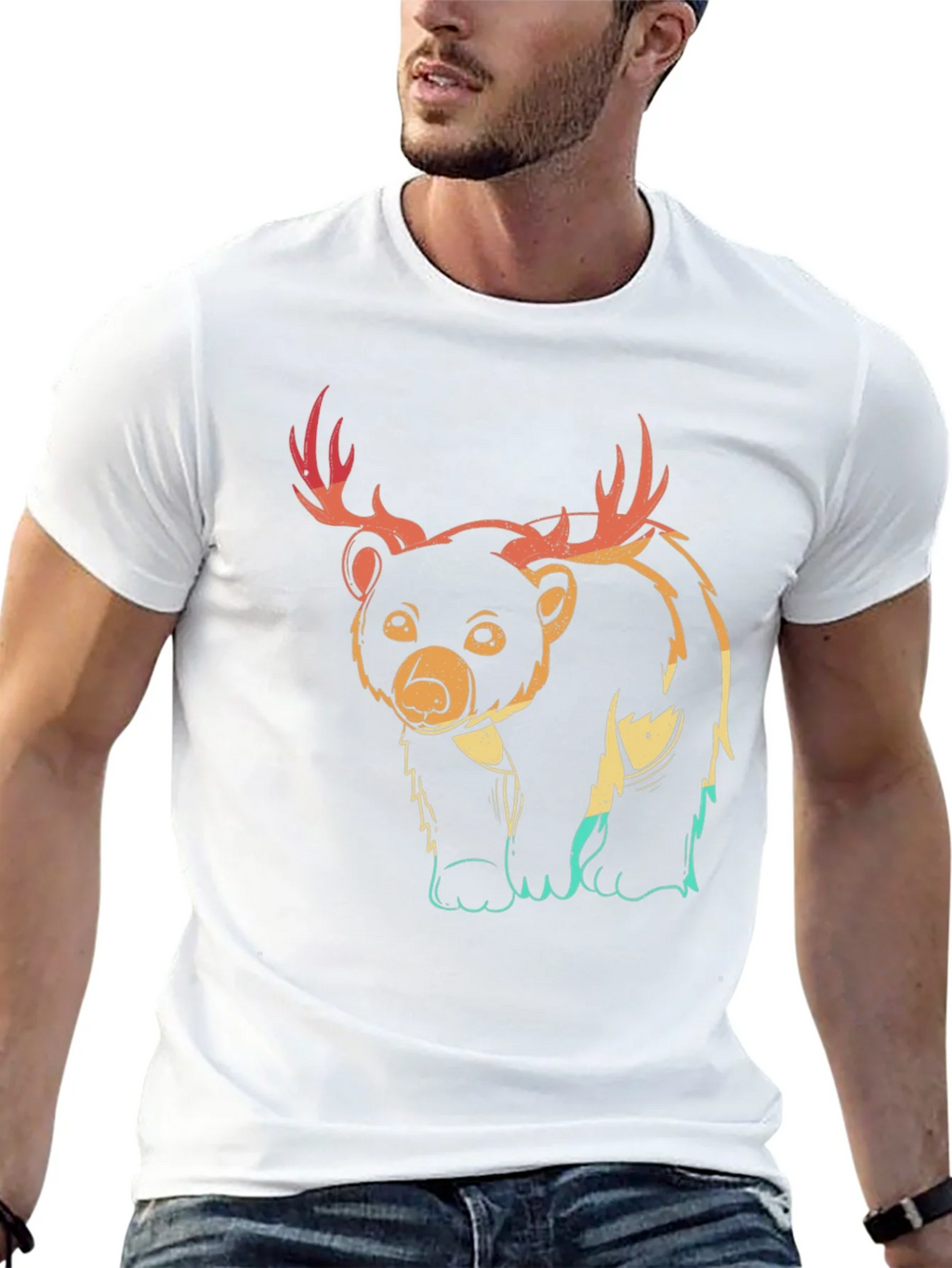 Bear with Antlers Graphic Tee - Black product image 12