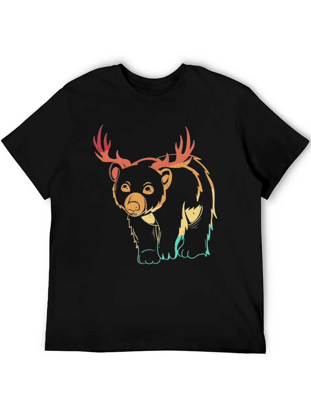 Bear with Antlers Graphic Tee - Black product image 5