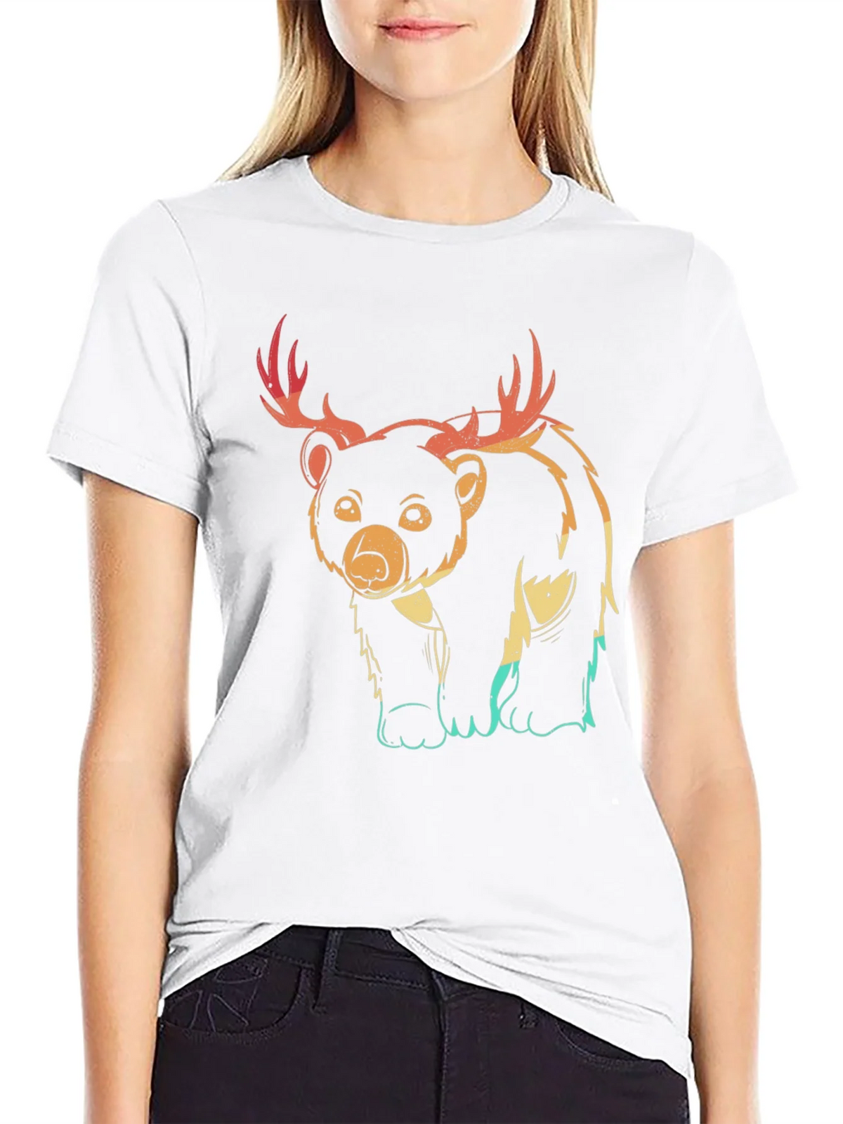 Bear with Antlers Graphic Tee - Black product image 8