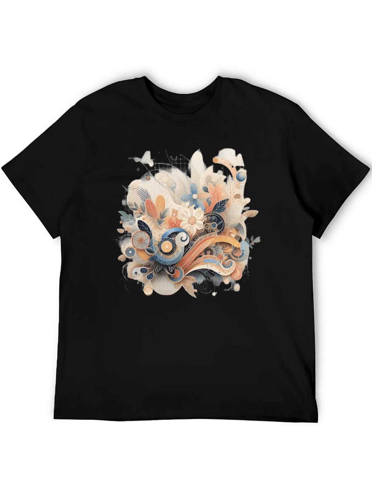 Floral Abstract Graphic Print Black Tee product image 3