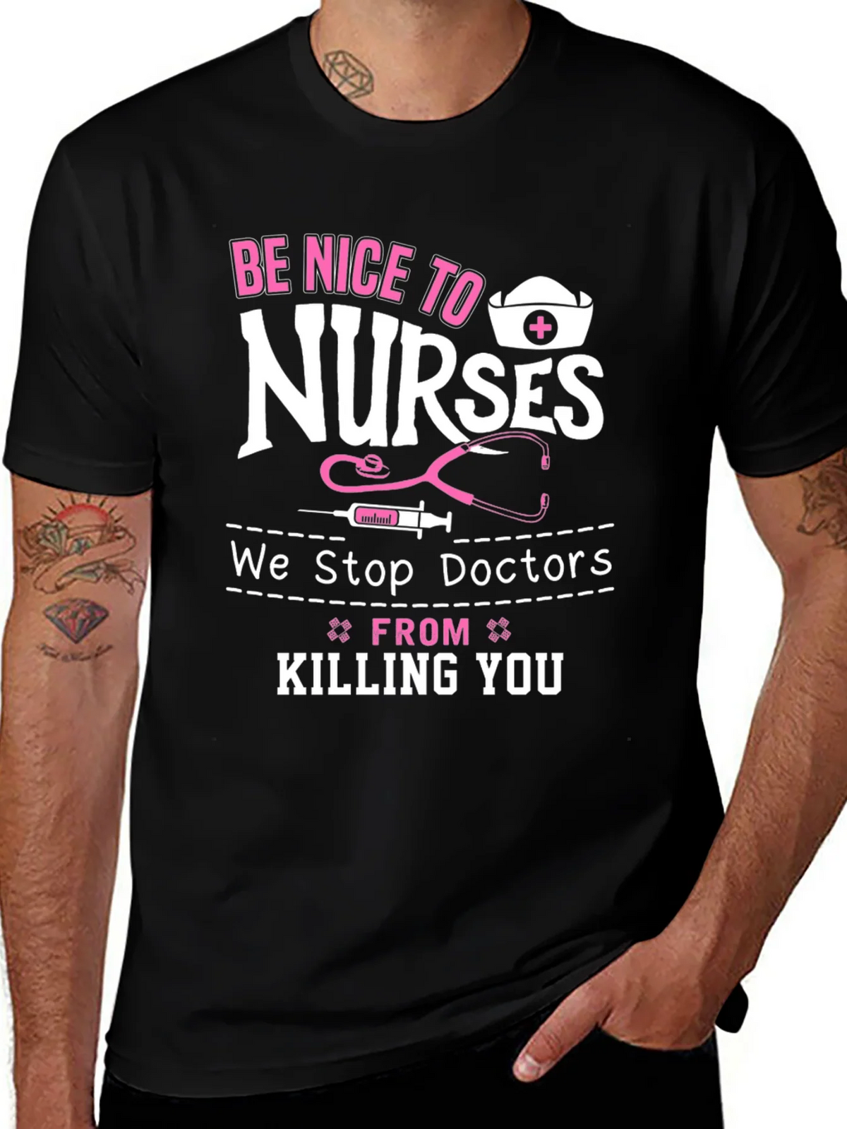 Be Nice to Nurses Graphic T-Shirt product image 1