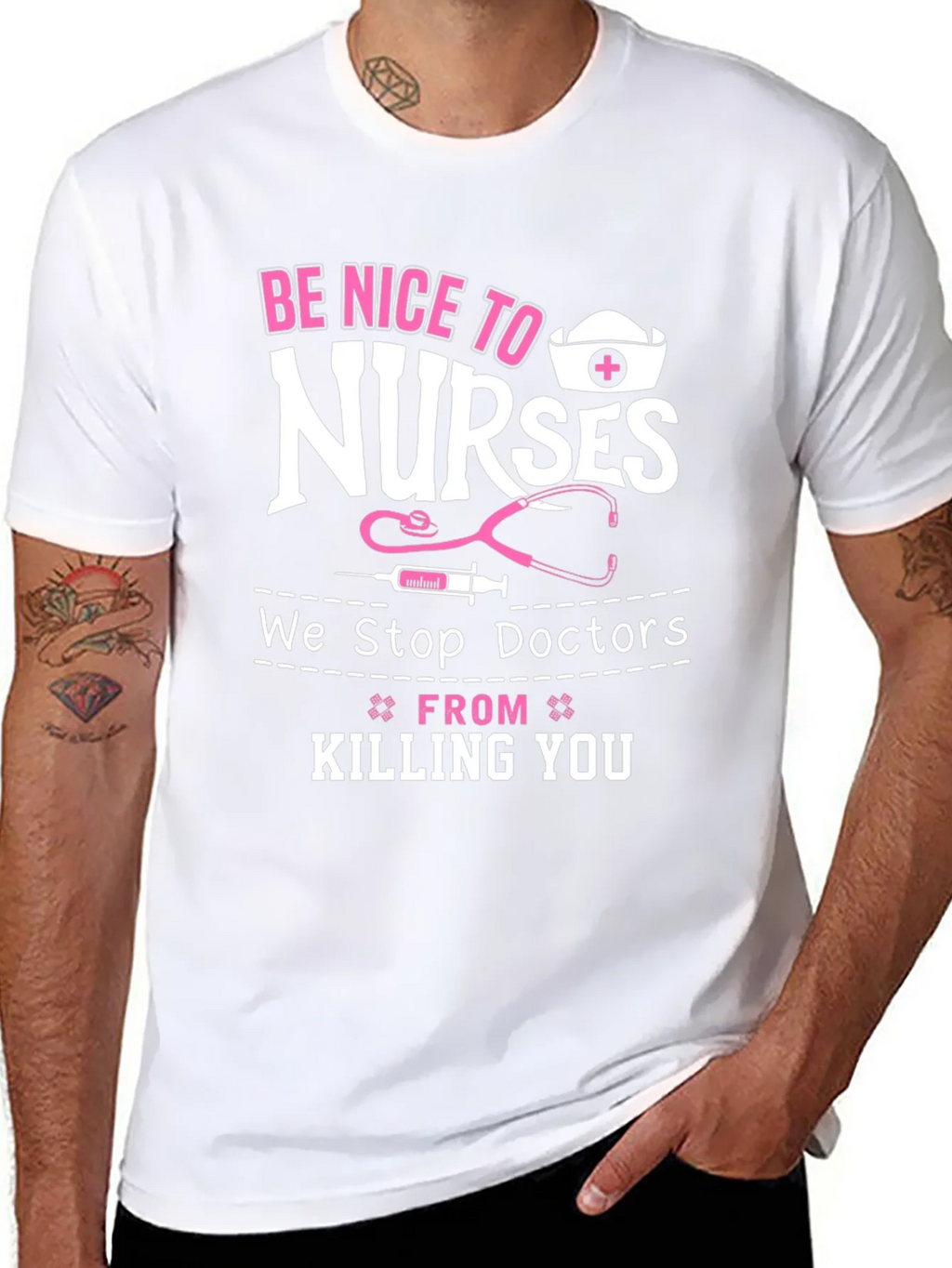 Be Nice to Nurses Graphic T-Shirt product image 6