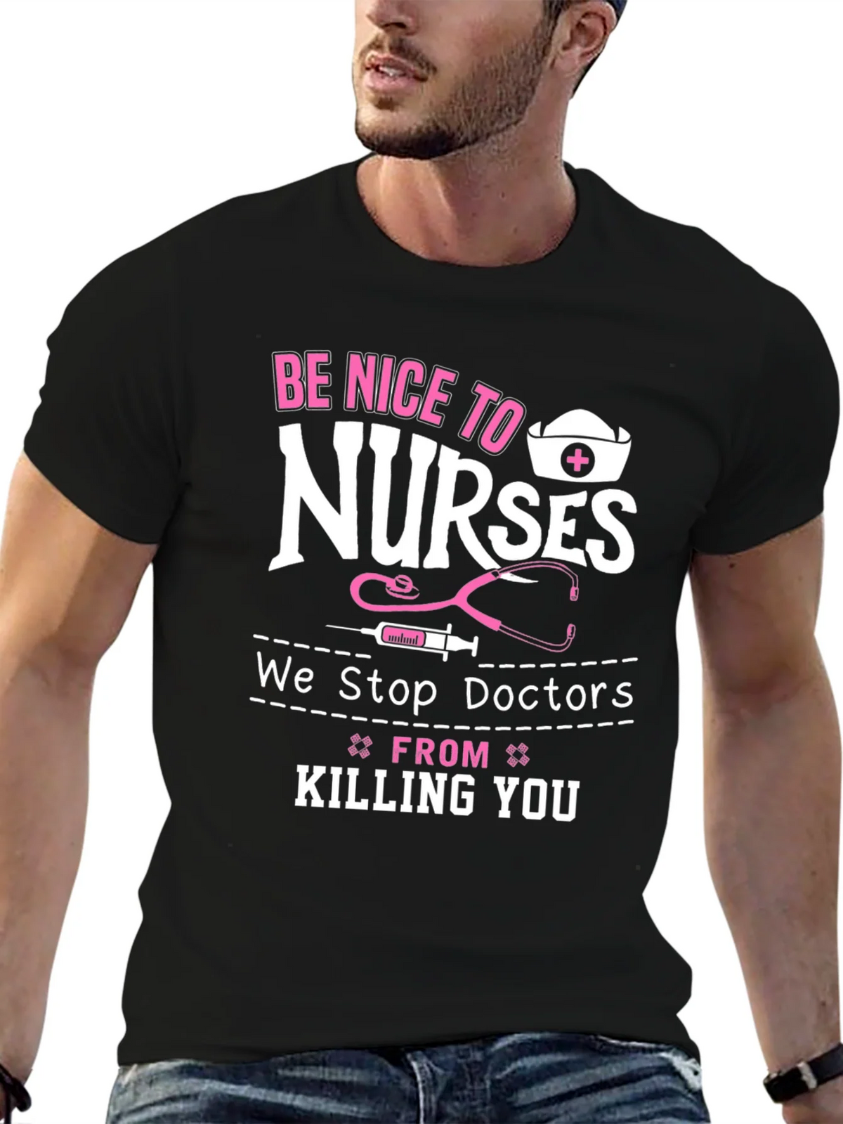 Be Nice to Nurses Graphic T-Shirt product image 5