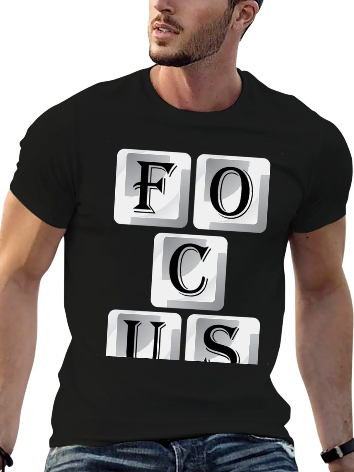 Focus T-Shirt - Funny Keyboard Letter Design product image 5