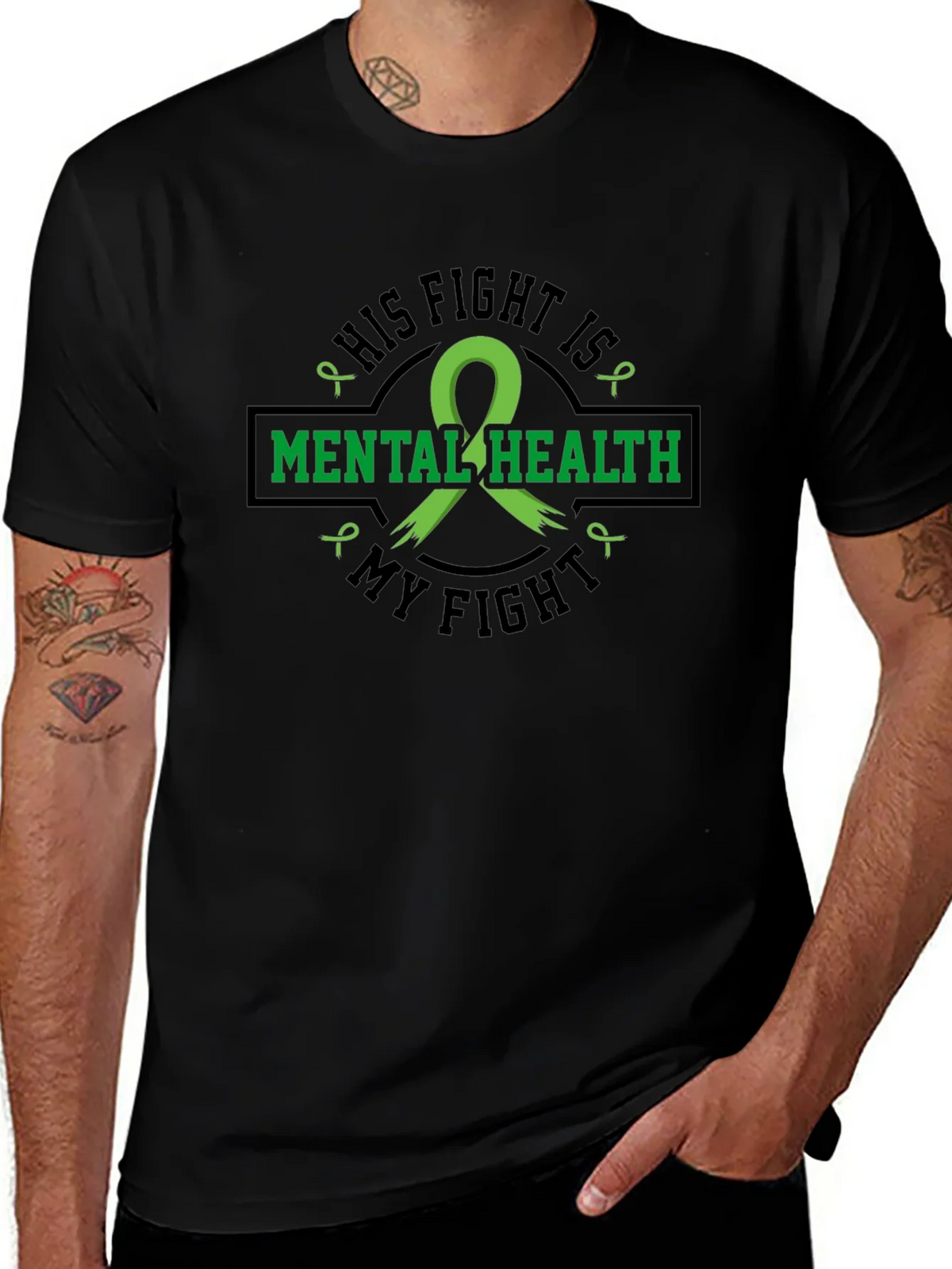 Mental Health Awareness T-Shirt: His Fight Is My product image 1