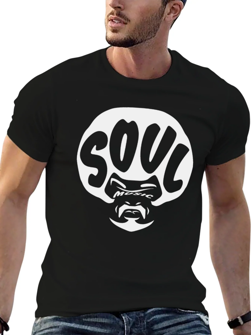 Soul Music Graphic Tee - Black Cotton Blend product image 6