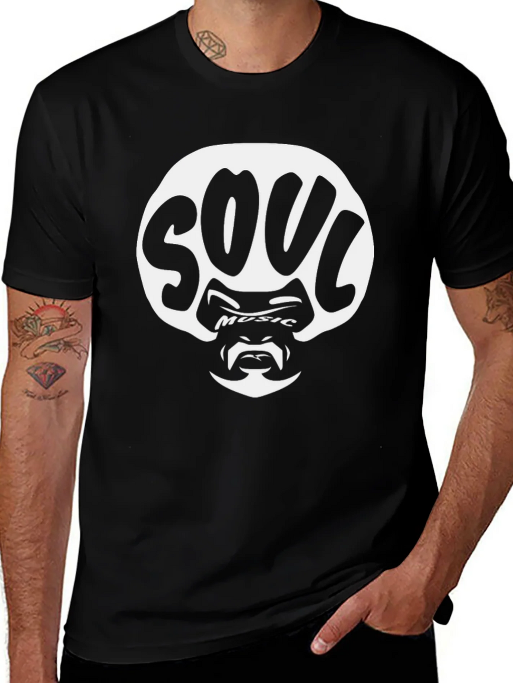 Soul Music Graphic Tee - Black Cotton Blend product image 1