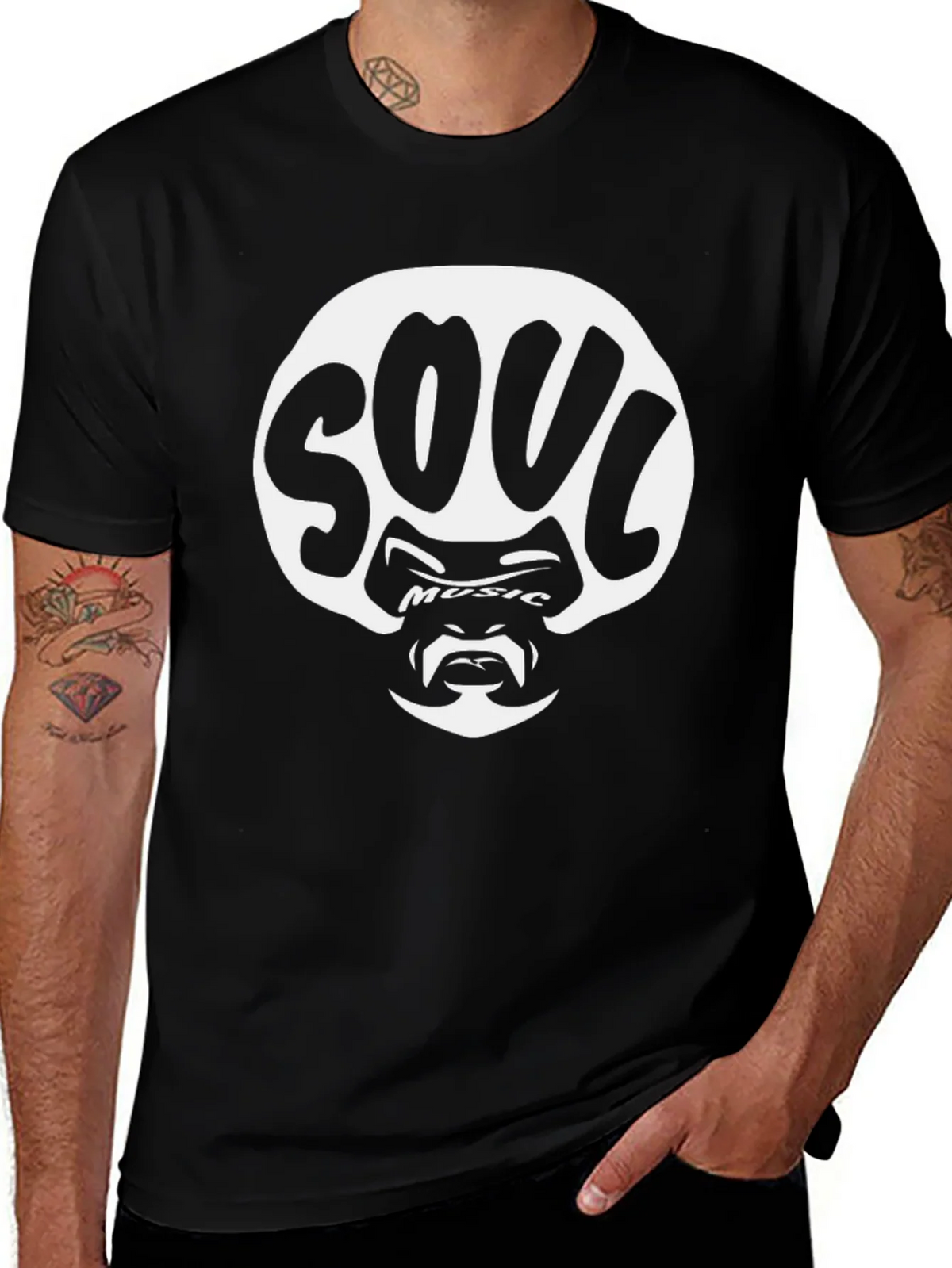 Soul Music Graphic Tee - Black Cotton Blend product image 1