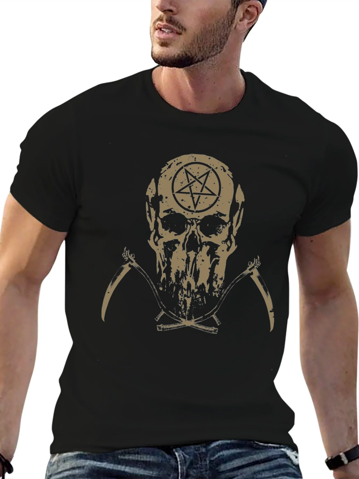 Skull & Pentagram Graphic Tee - Dark Humor Fashion product image 6