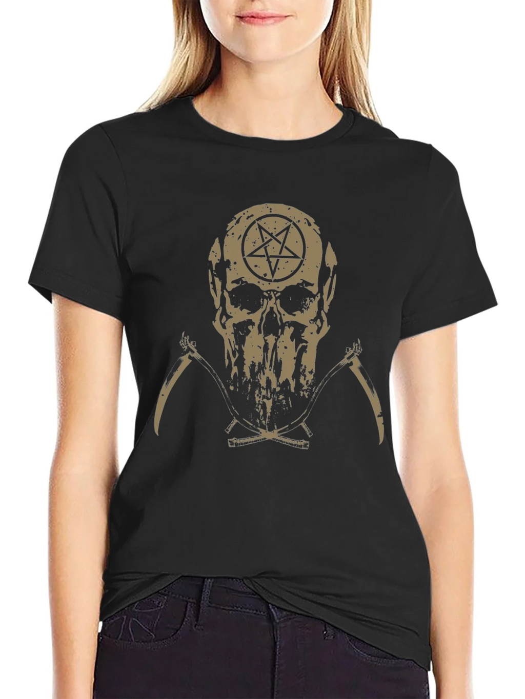 Skull & Pentagram Graphic Tee - Dark Humor Fashion product image 2