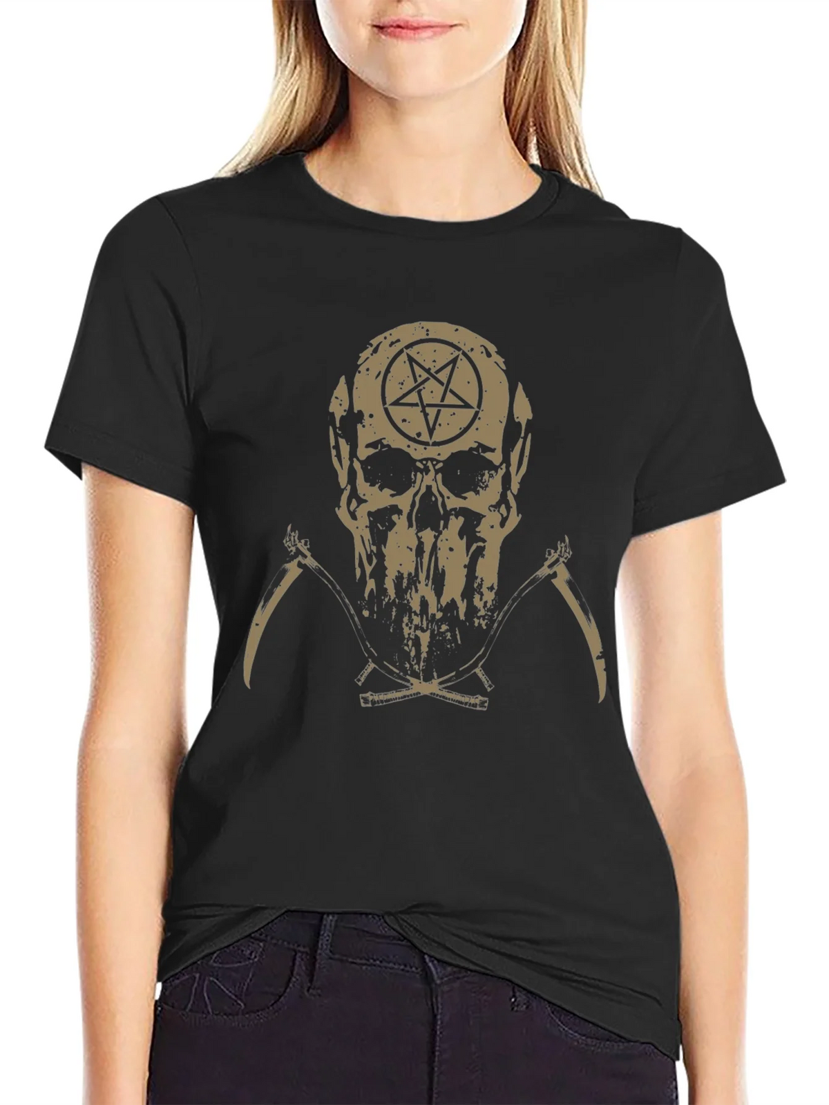Skull & Pentagram Graphic Tee - Dark Humor Fashion product image 2