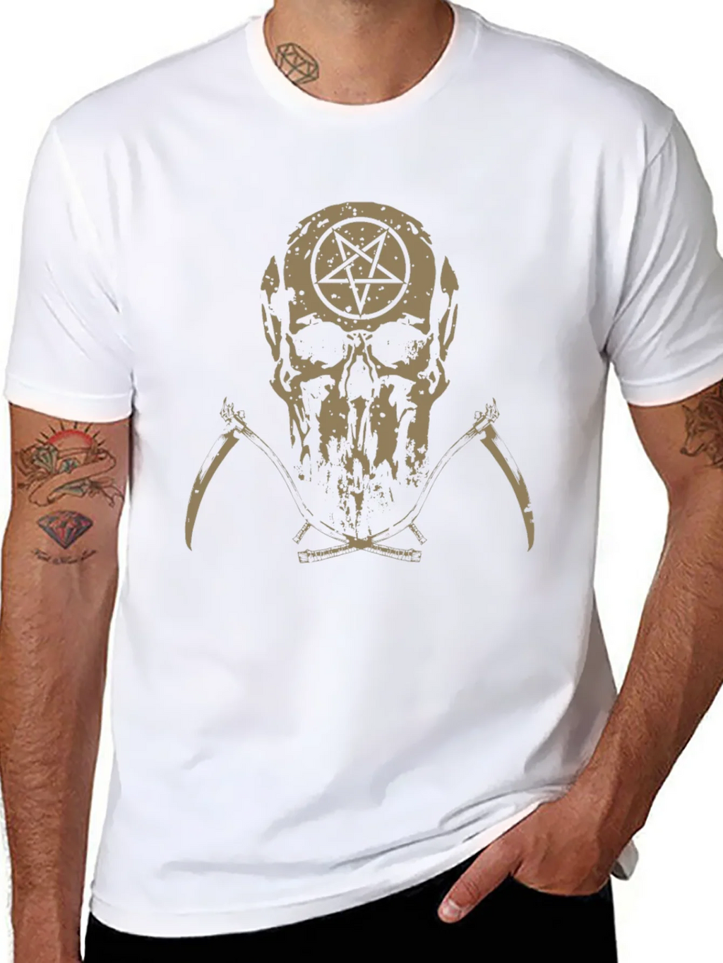 Skull & Pentagram Graphic Tee - Dark Humor Fashion product image 7