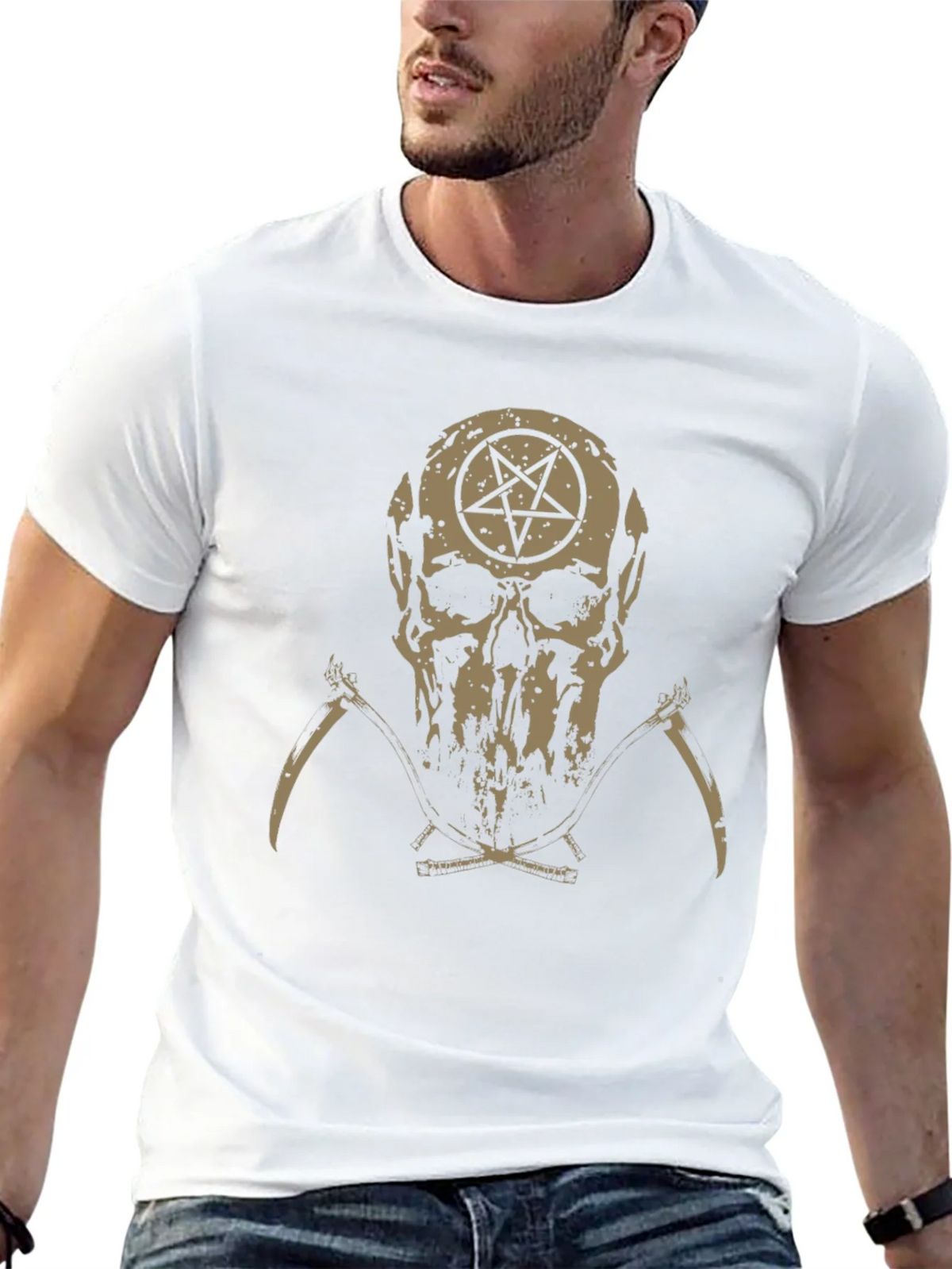 Skull & Pentagram Graphic Tee - Dark Humor Fashion product image 12
