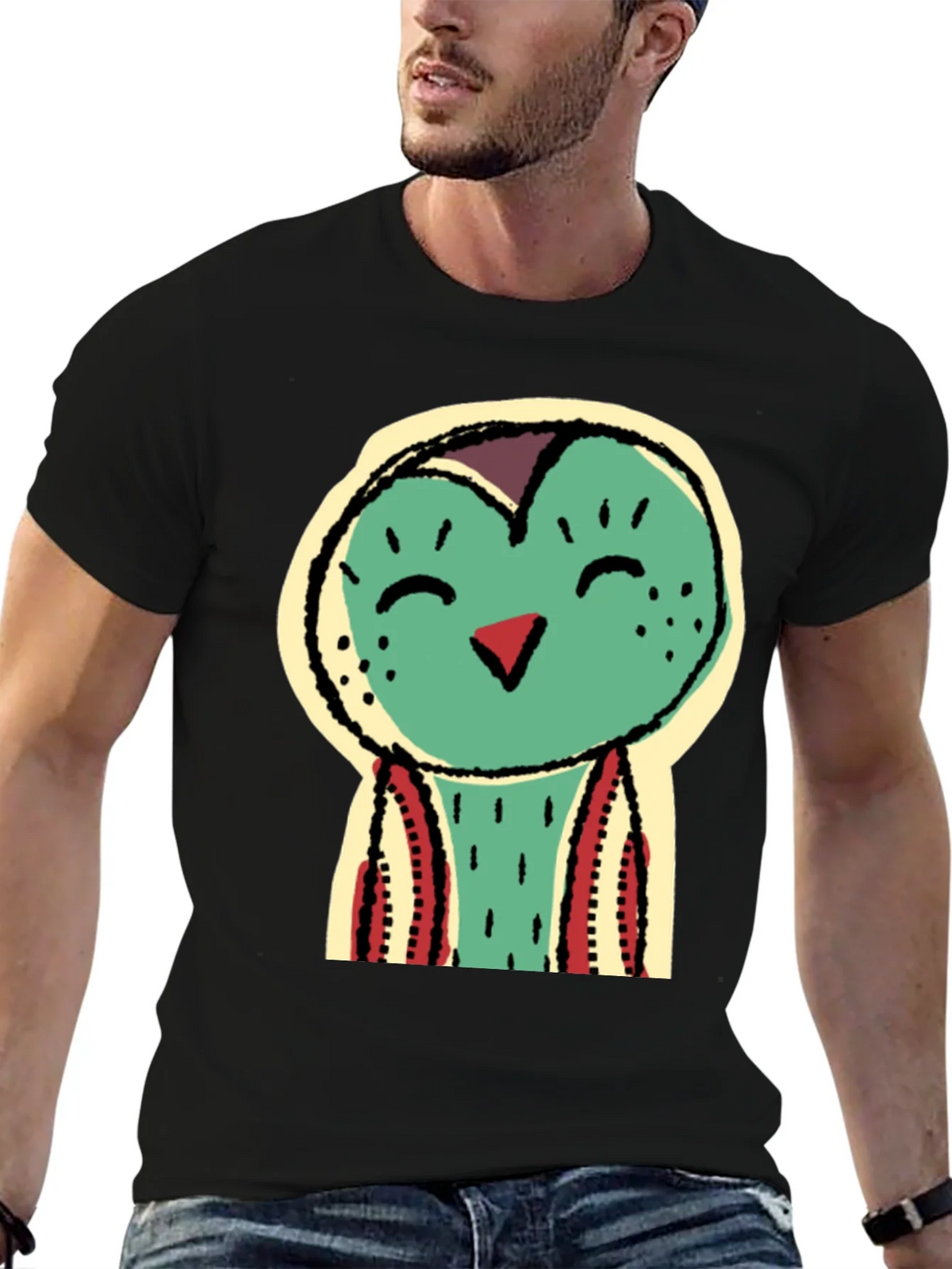 Funky Bird Graphic Tee - Black Cotton product image 2