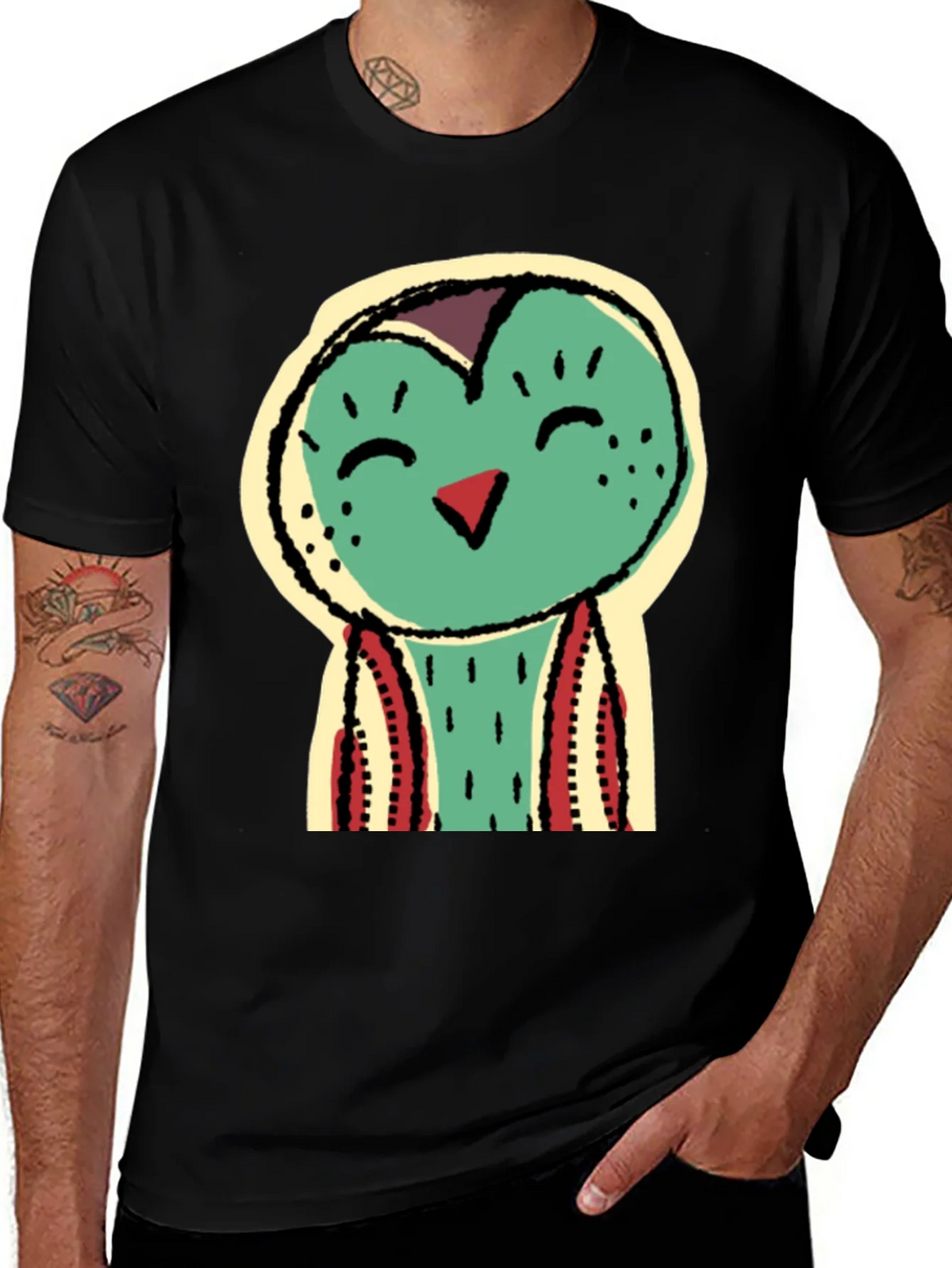 Funky Bird Graphic Tee - Black Cotton product image 1