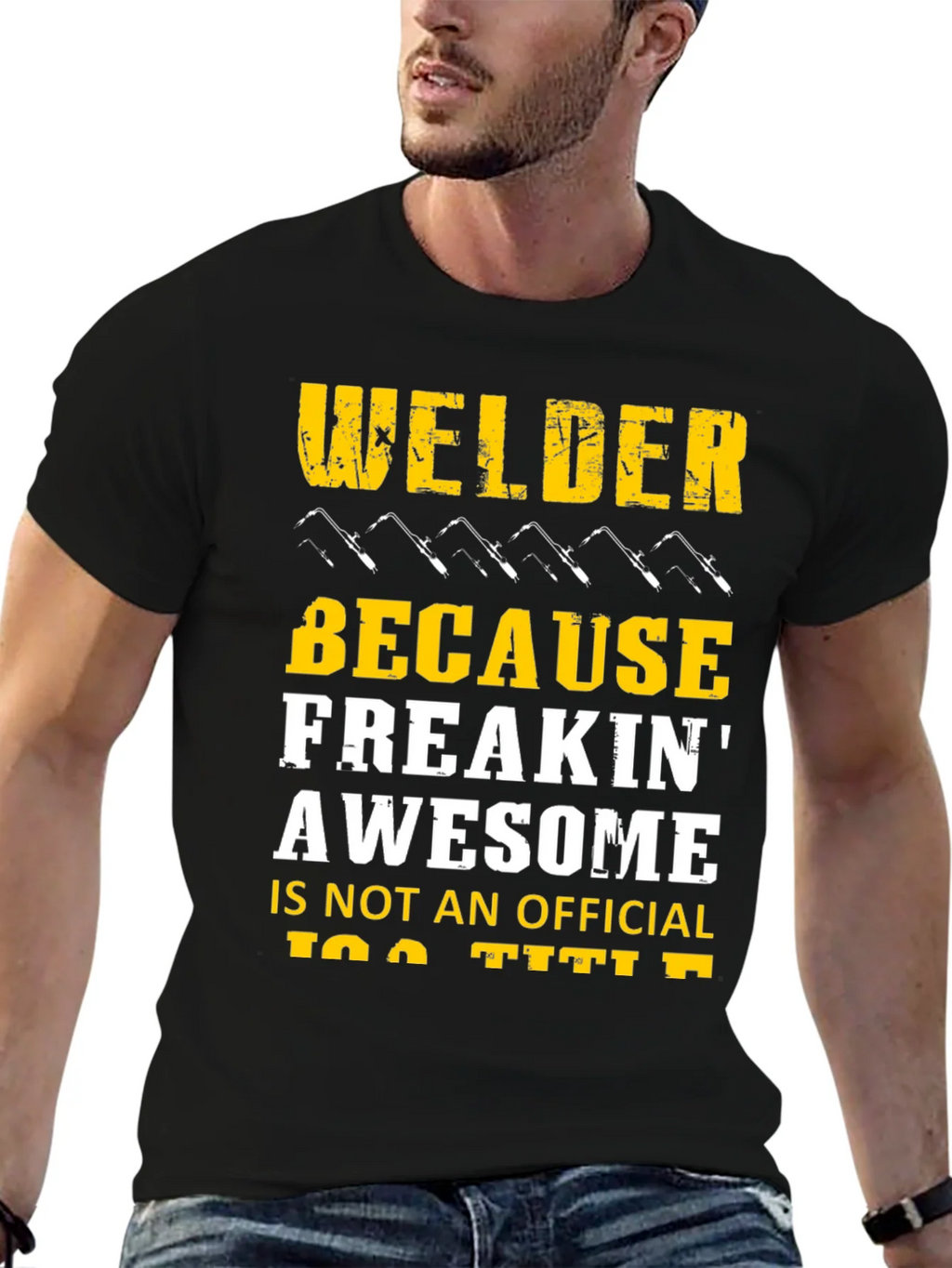 Welder Freakin Awesome Black Graphic T-Shirt product image 6