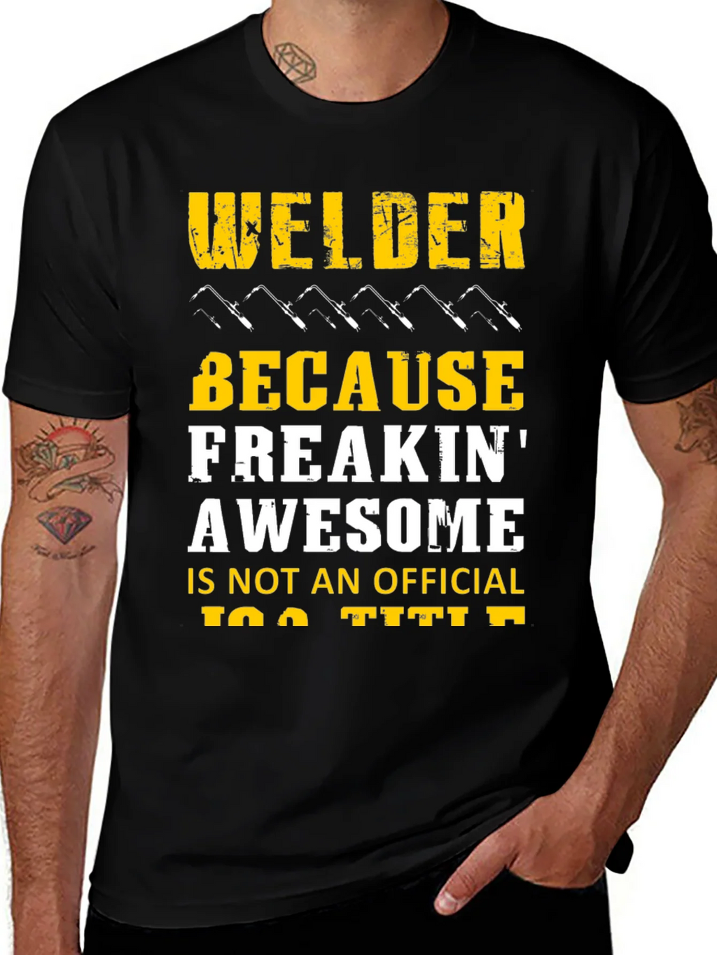 Welder Freakin Awesome Black Graphic T-Shirt product image 1
