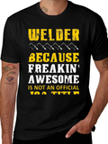 Welder Freakin Awesome Black Graphic T-Shirt product image 1