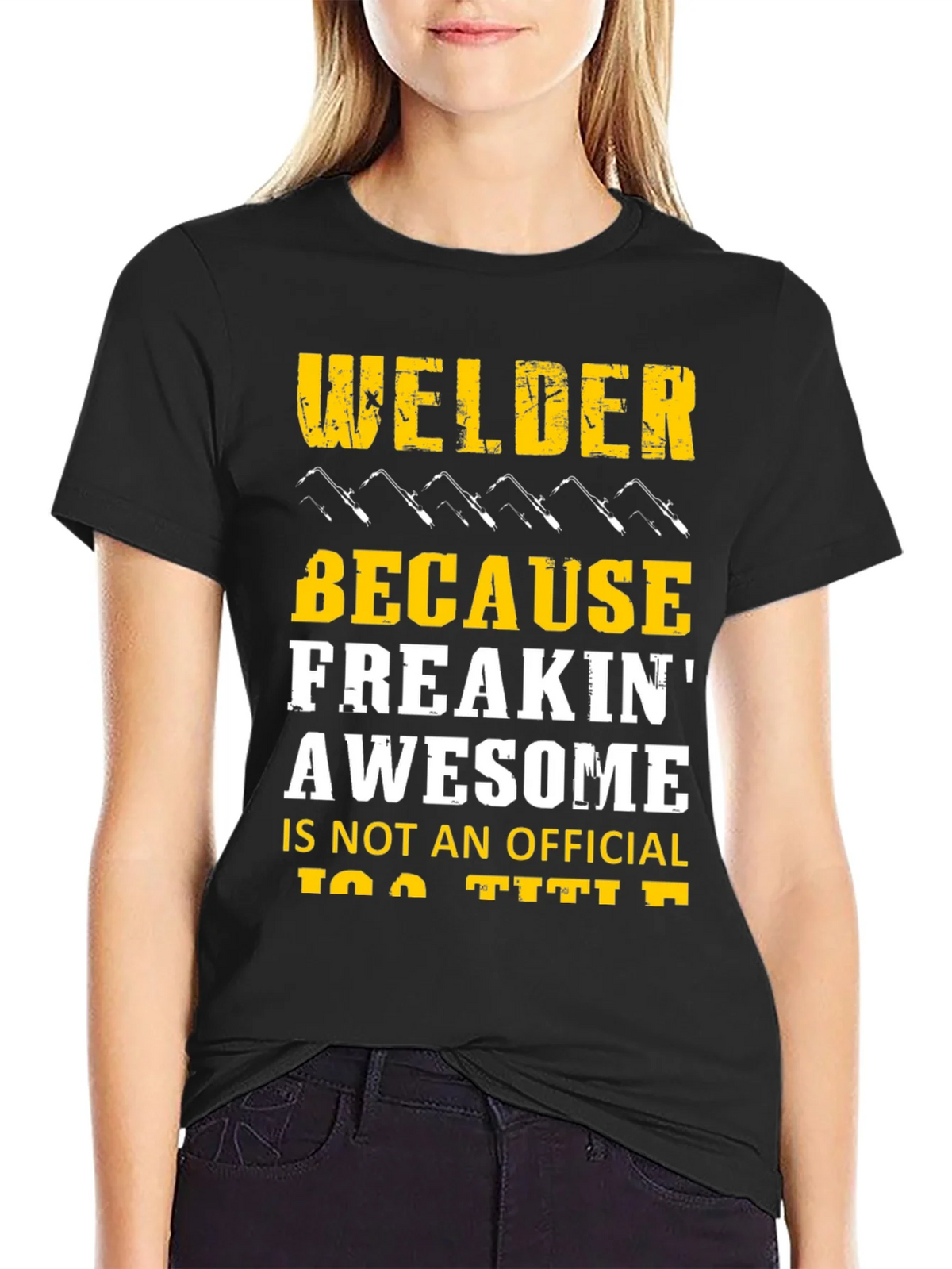 Welder Freakin Awesome Black Graphic T-Shirt product image 2