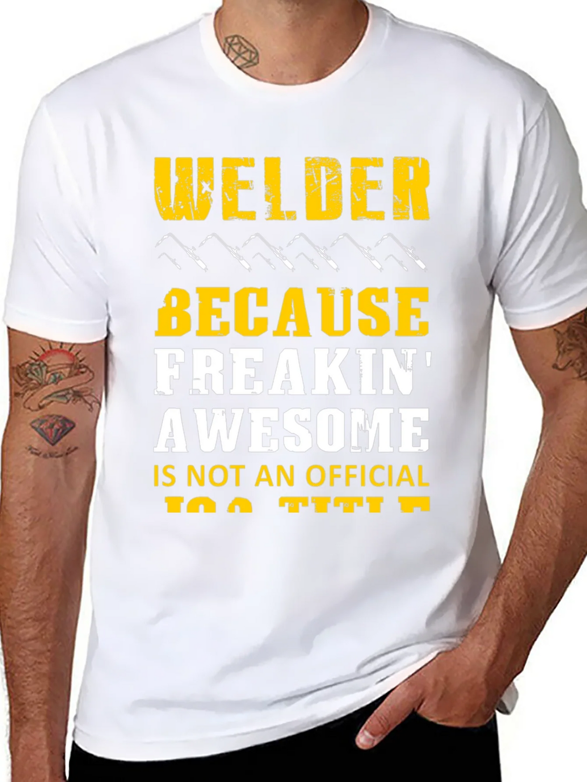 Welder Freakin Awesome Black Graphic T-Shirt product image 7