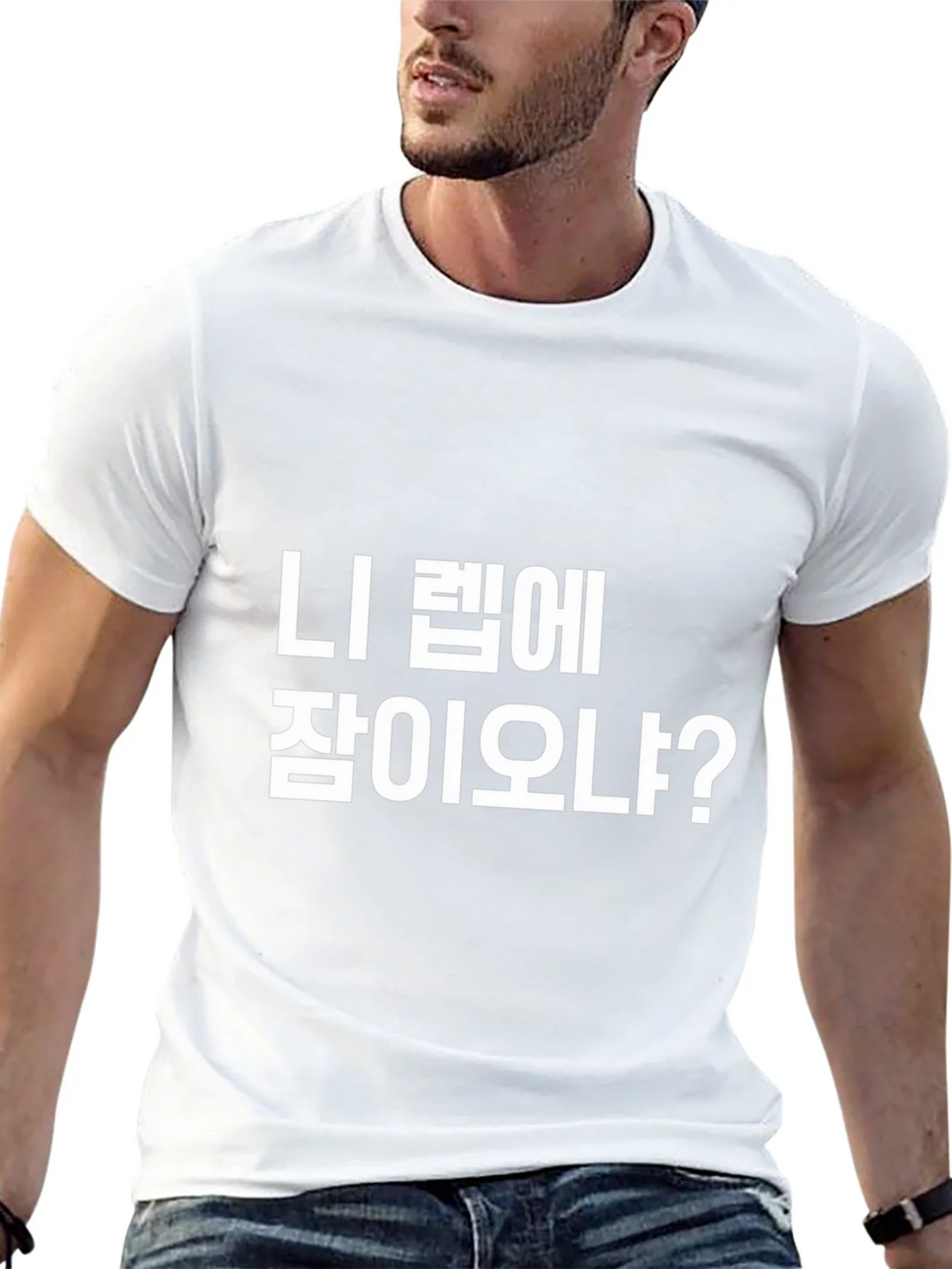 Korean Text Graphic Tee - Black Cotton Blend product image 2