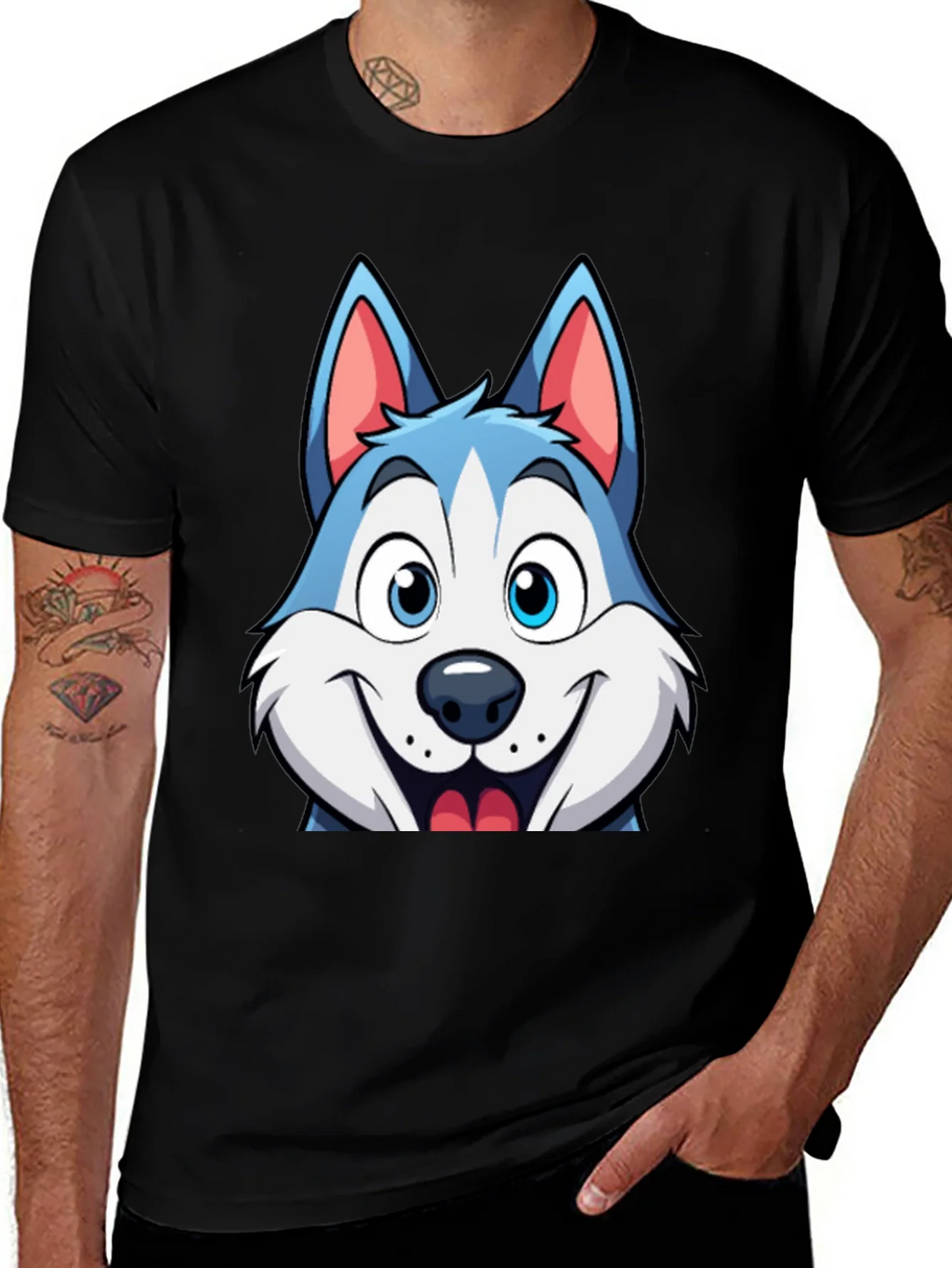 Cartoon Husky Graphic Tee - Soft Cotton Blend product image 1