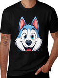 Cartoon Husky Graphic Tee - Soft Cotton Blend product image 1