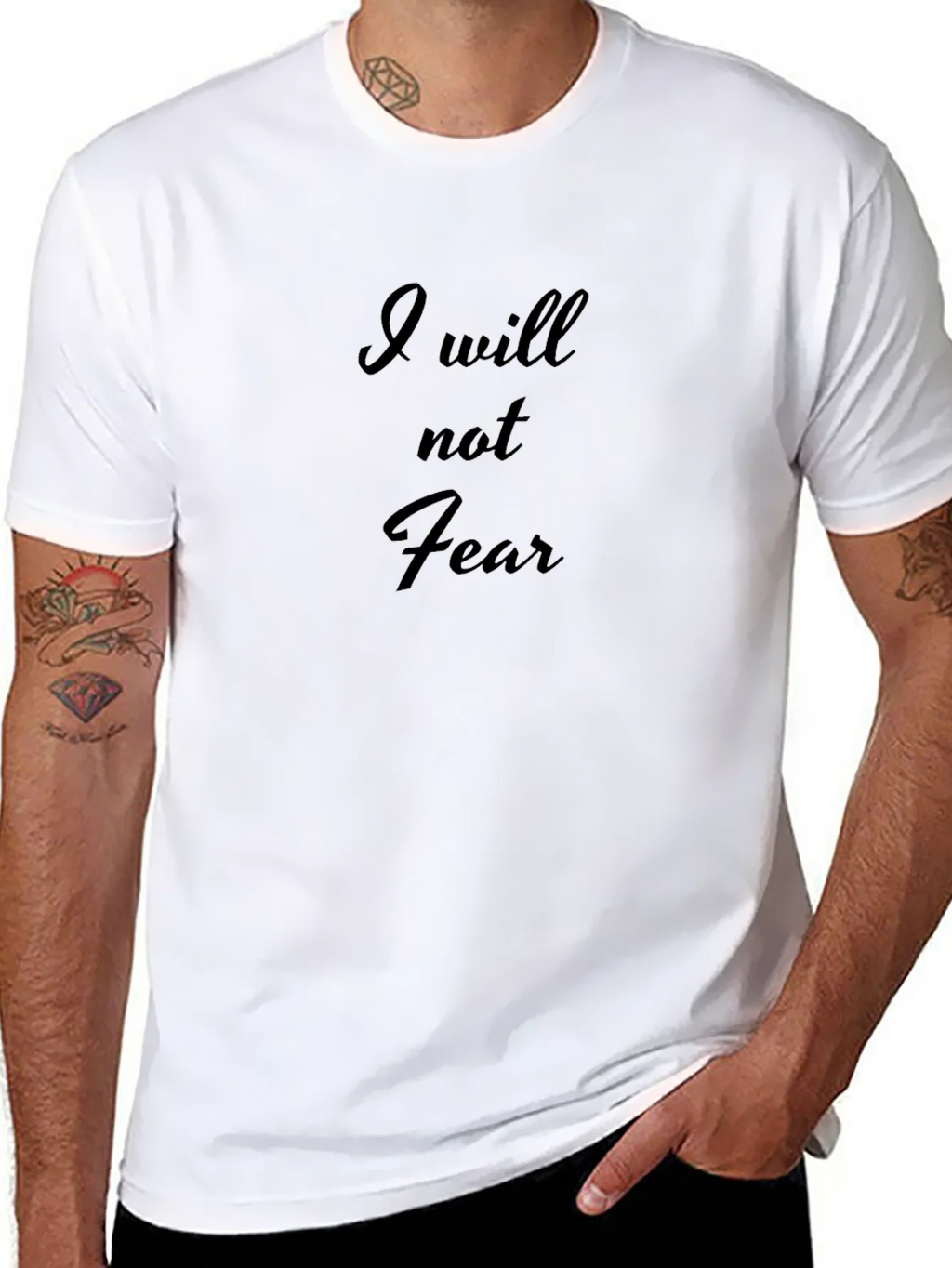 I Will Not Fear Black T-Shirt - Motivational Mens Apparel product image 7