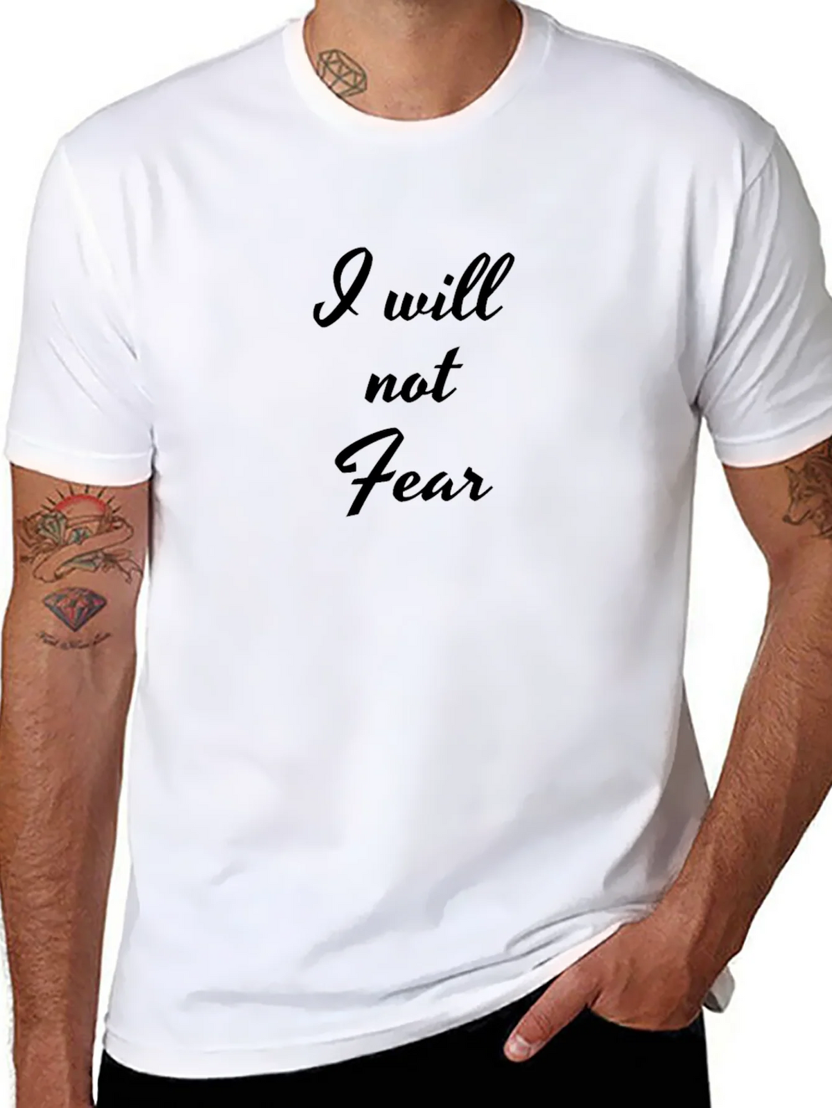 I Will Not Fear Black T-Shirt - Motivational Mens Apparel product image 7