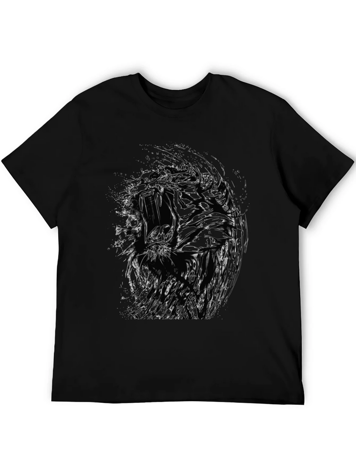 Abstract Tiger Graphic Black T-Shirt product image 5