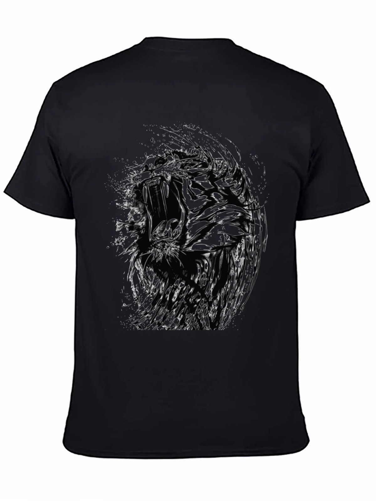 Abstract Tiger Graphic Black T-Shirt product image 4
