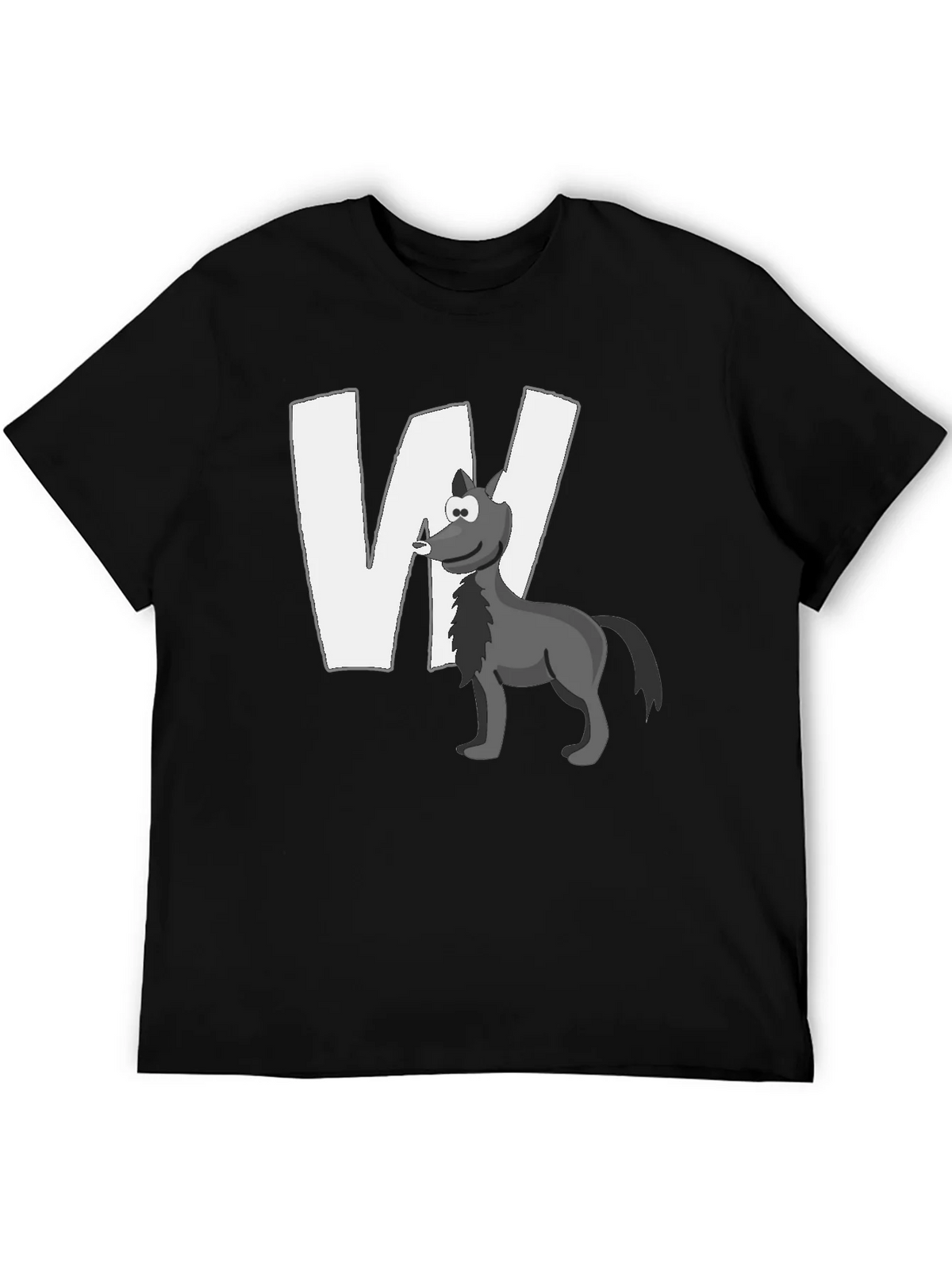 Wolf Cartoon Graphic Black T-Shirt product image 5