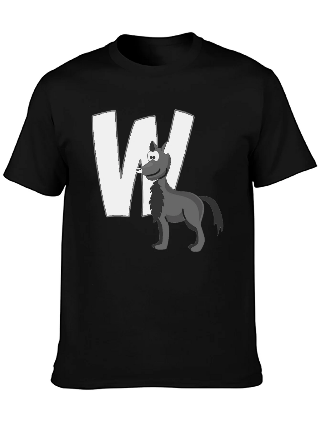 Wolf Cartoon Graphic Black T-Shirt product image 3