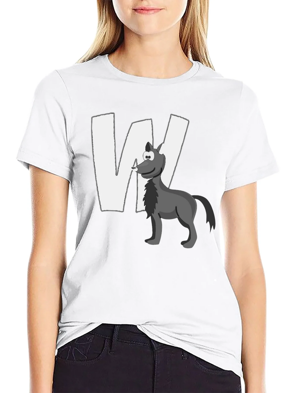 Wolf Cartoon Graphic Black T-Shirt product image 8