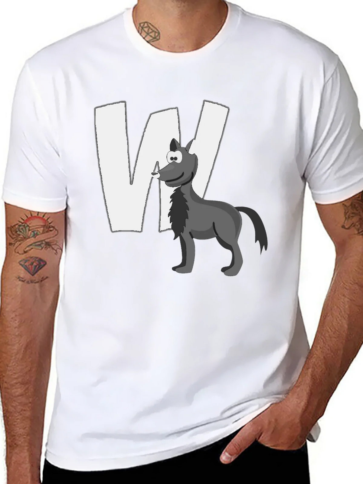 Wolf Cartoon Graphic Black T-Shirt product image 7