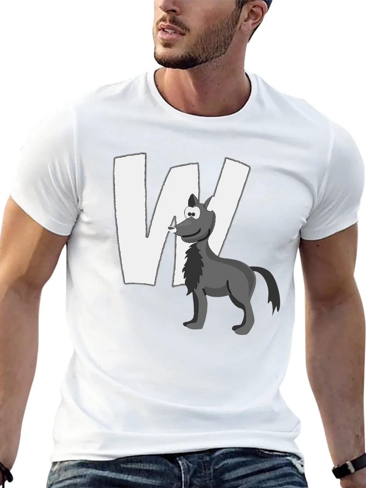 Wolf Cartoon Graphic Black T-Shirt product image 12
