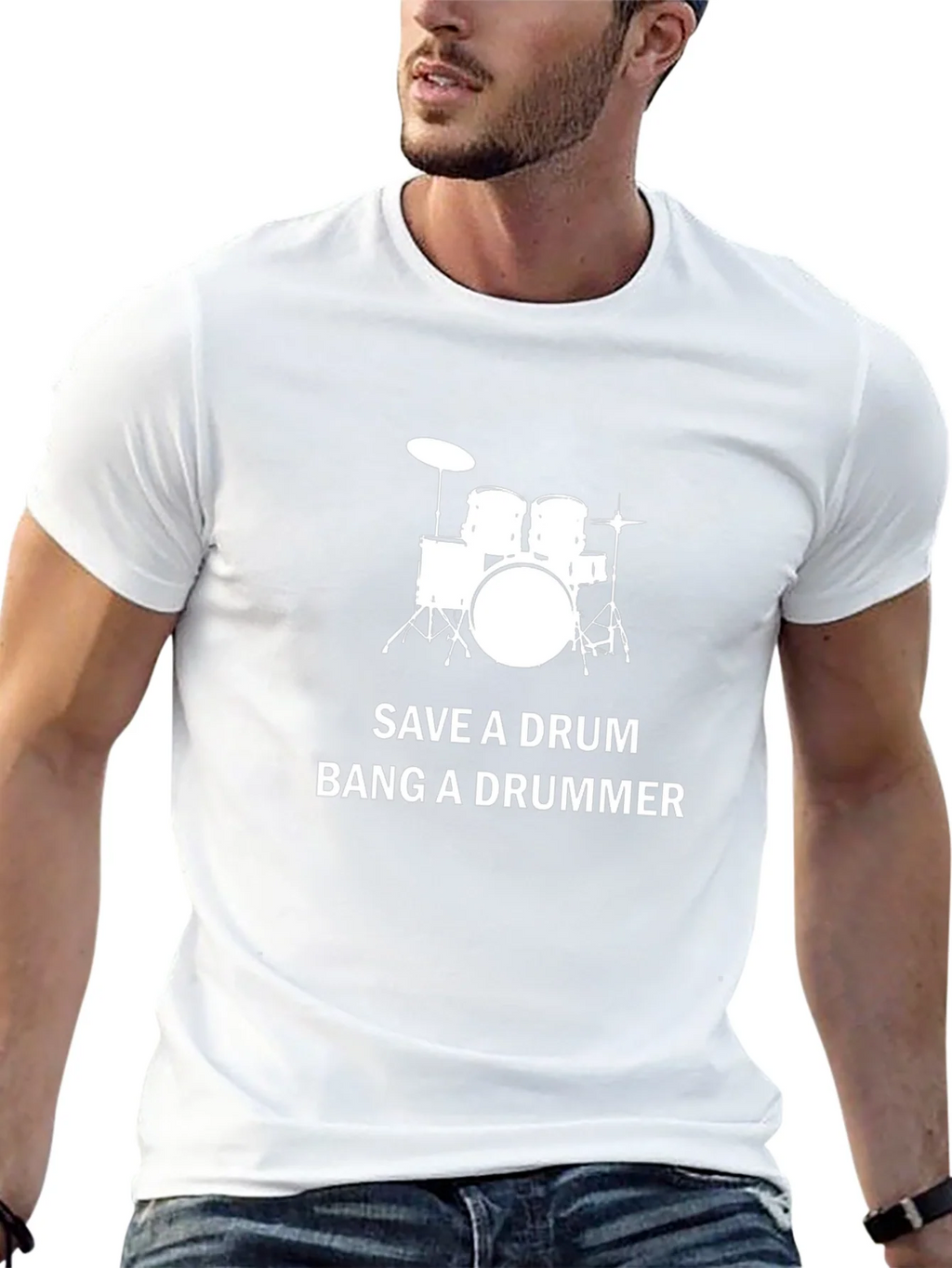 Save a Drum Bang a Drummer Black T-Shirt product image 4