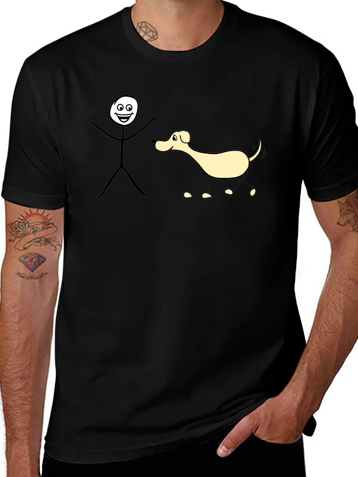 Funny Stick Figure Dog Walk T-Shirt product image 1