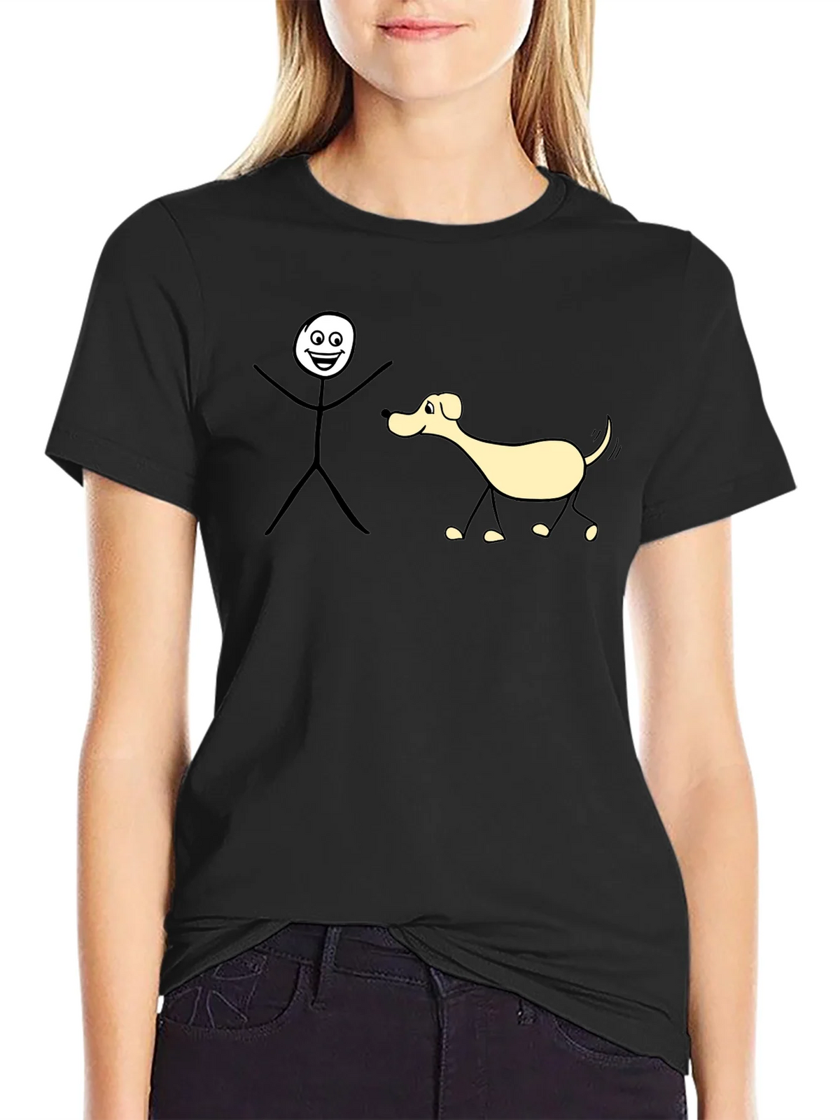 Funny Stick Figure Dog Walk T-Shirt product image 2